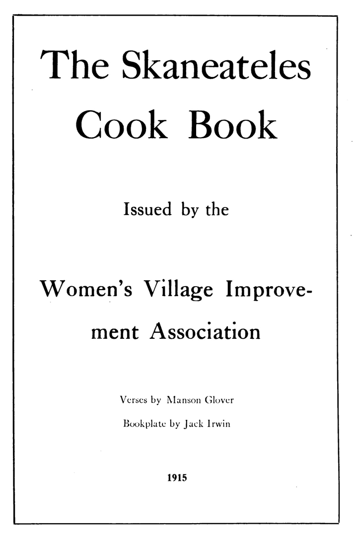 Skaneateles Cook Book